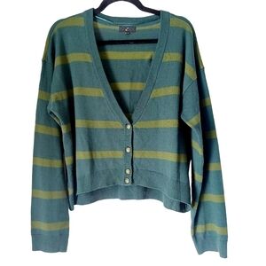 G:21 Green Boxy Striped Cardigan XXL
